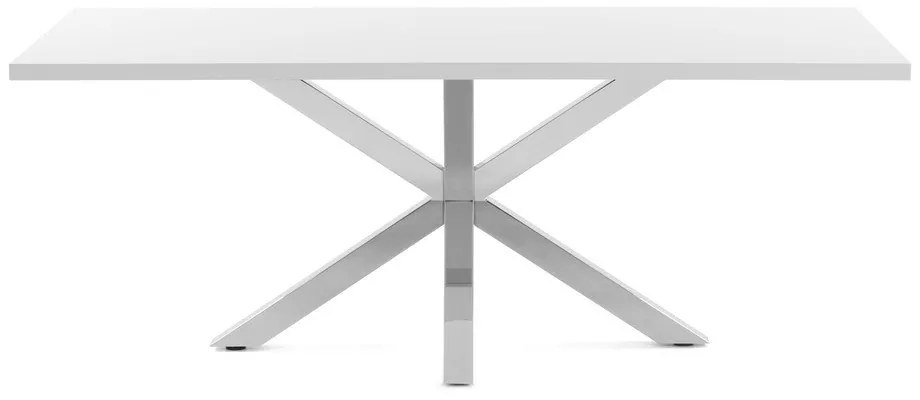 Arya fehér étkezőasztal rozsdamentes acél lábakkal, 160 x 100 cm - Kave Home