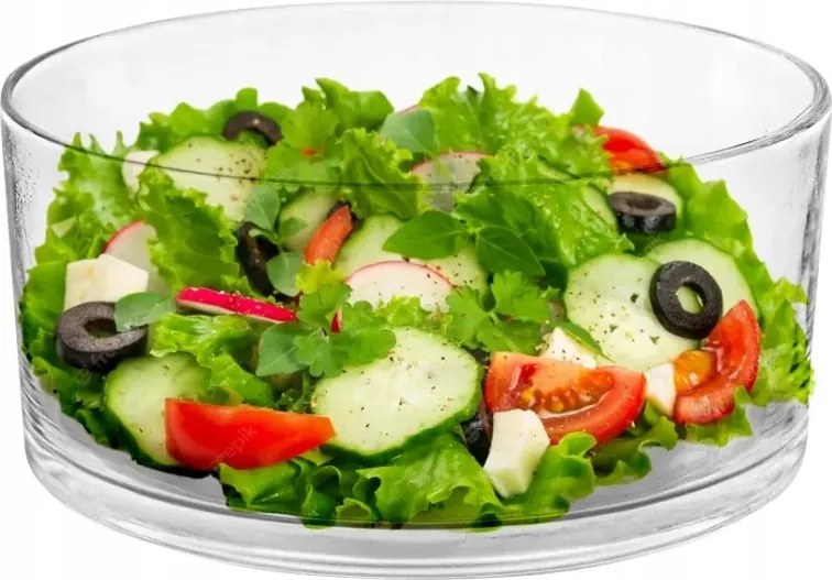 Saláta tálaló egyenes üvegtál réteges salátához Luxito Bolla 17cm