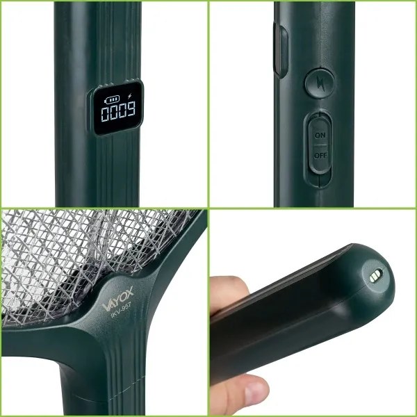 LED elektromos rovarcsapda 2 az 1-ben LCD-vel, 1200 mAh/5V, zöld