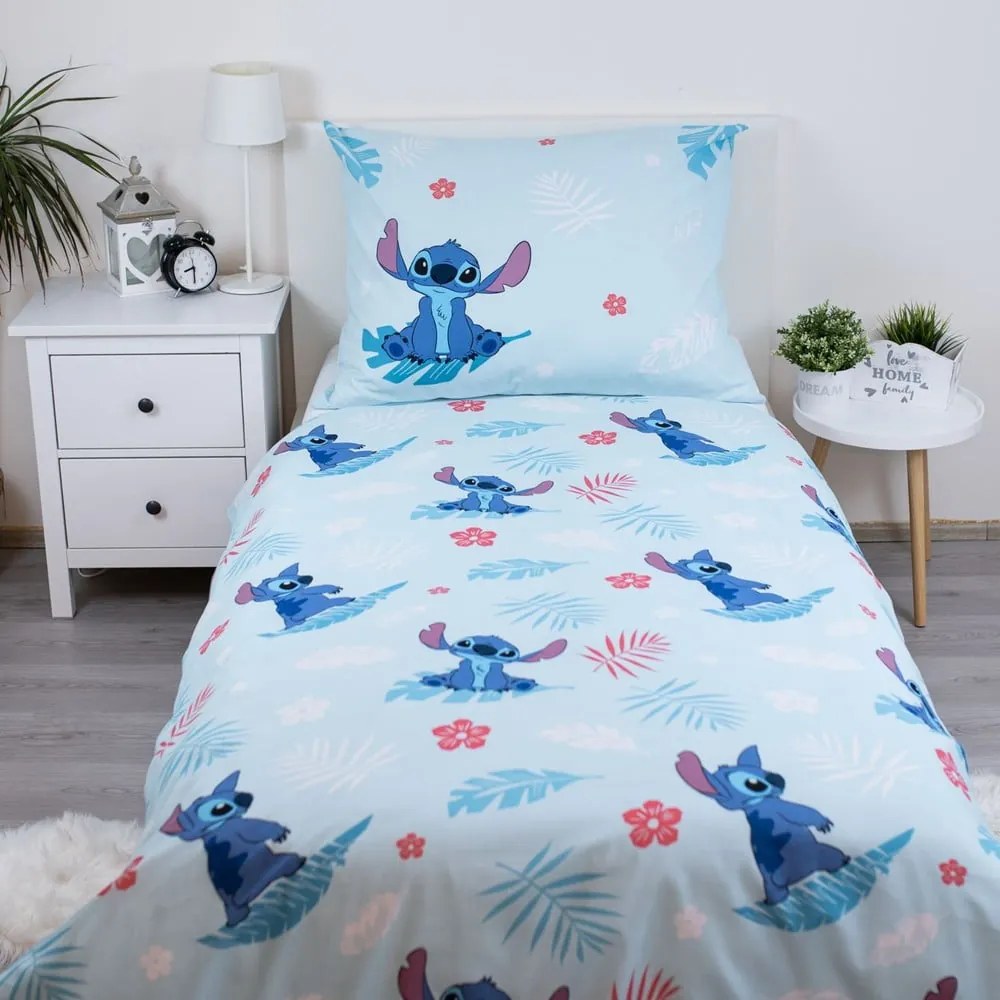 Kék egyszemélyes pamut gyerek ágyneműhuzat 140x200 cm Lilo and Stitch "Blue" – Jerry Fabrics