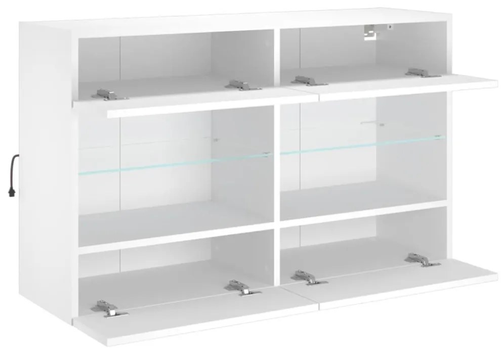 fehér fali TV-szekrény LED-világítással 98,5x30x60,5 cm