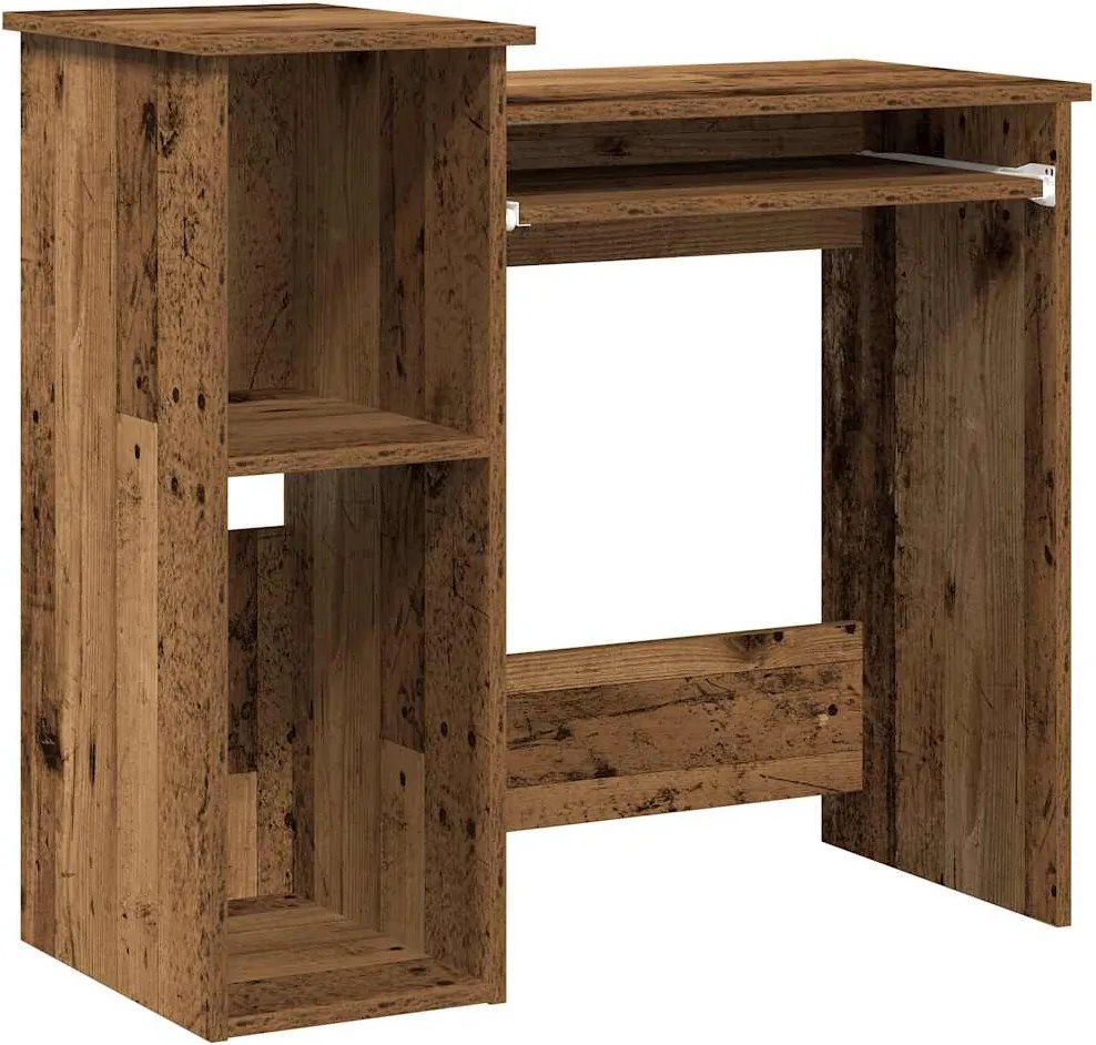 vidaXL antik fa színű szerelt fa íróasztal polcokkal 84x40x78 cm