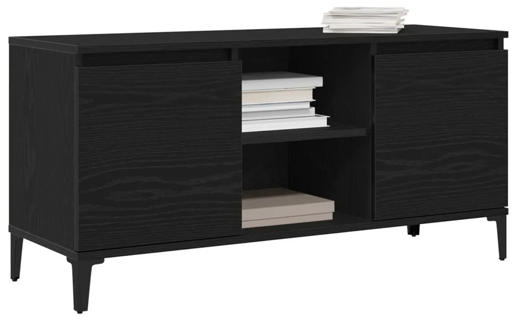 TV Szekrény Fekete Tölgy 102x35x50 cm Műanyag Fa
