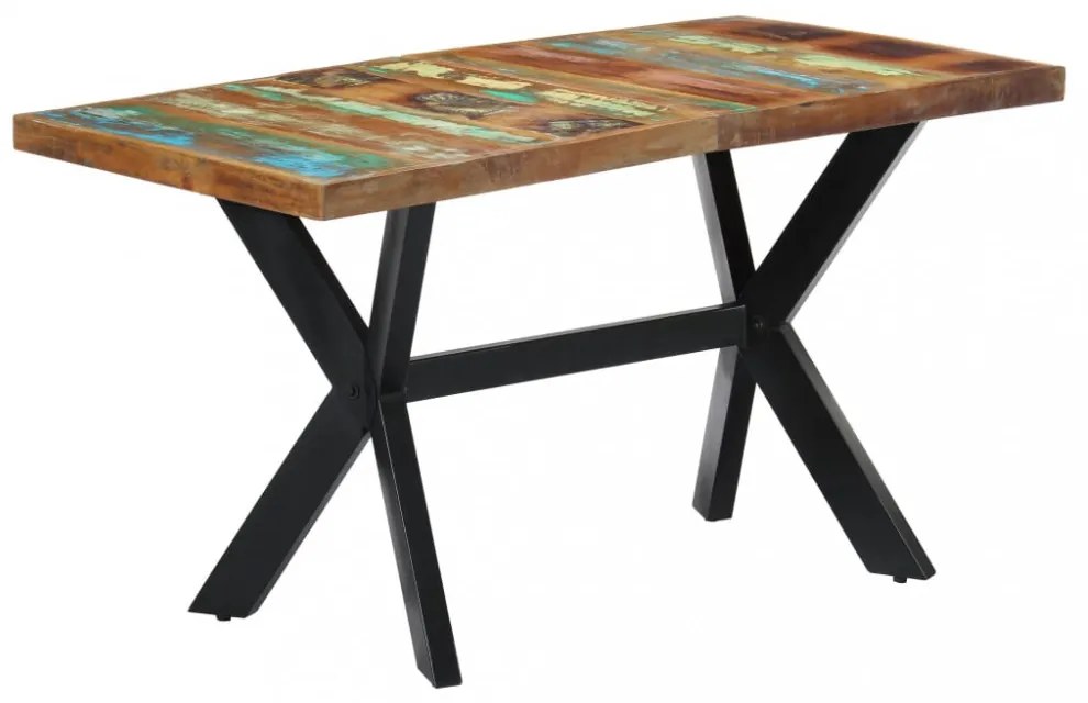 tömör újrahasznosított fa étkezőasztal 140 x 70 x 75 cm