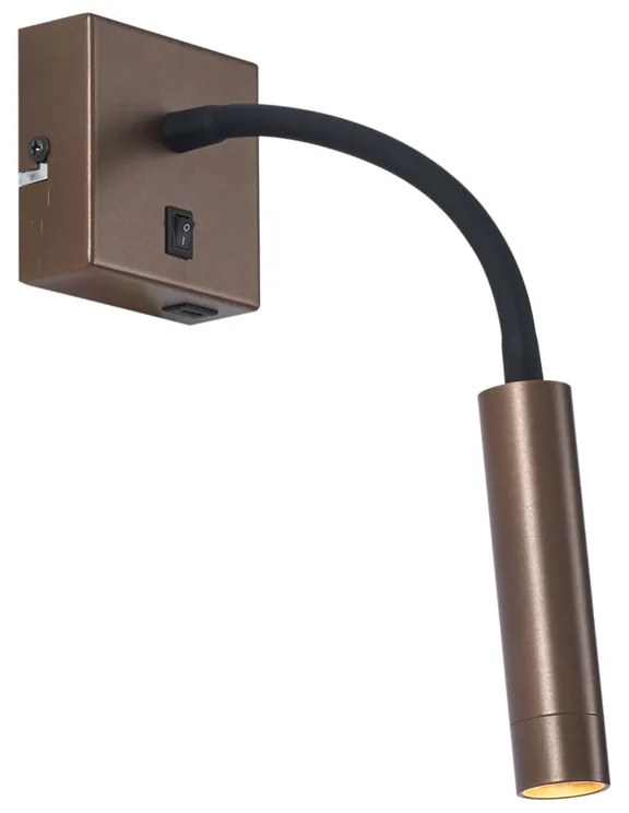 Modern bronz fali lámpa USB-C csatlakozóval - Gosna