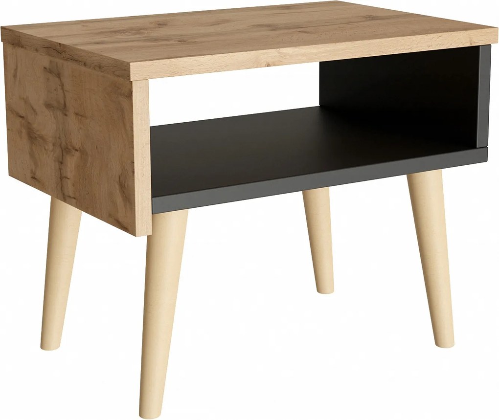 Lea éjjeliszekrény skandináv stílus wotan/fekete