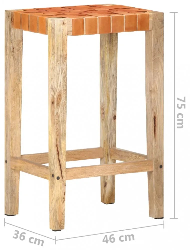 2 db barna valódi bőr bárszék 75 cm