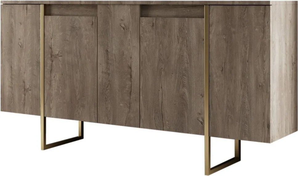 Komód, dió-arany, 160 cm