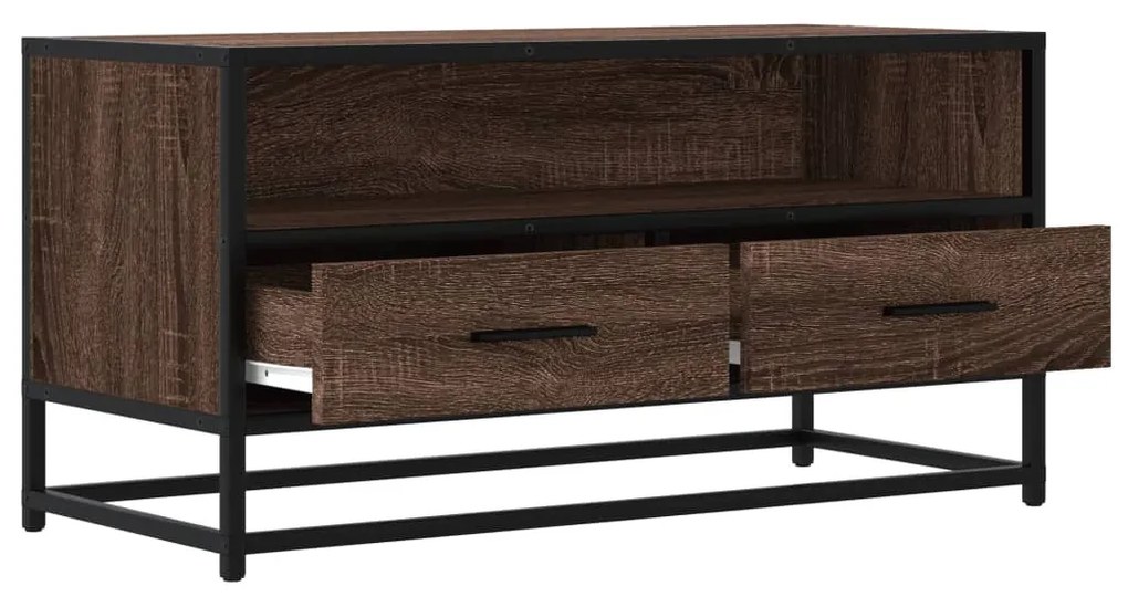 barna tölgy színű szerelt fa és fém TV-szekrény 80x34,5x40 cm