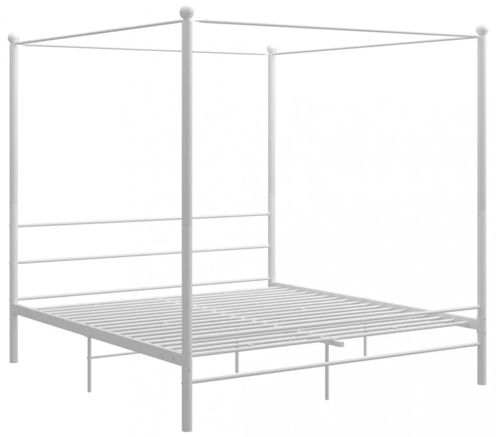 fehér fém baldachinos ágykeret 200 x 200 cm