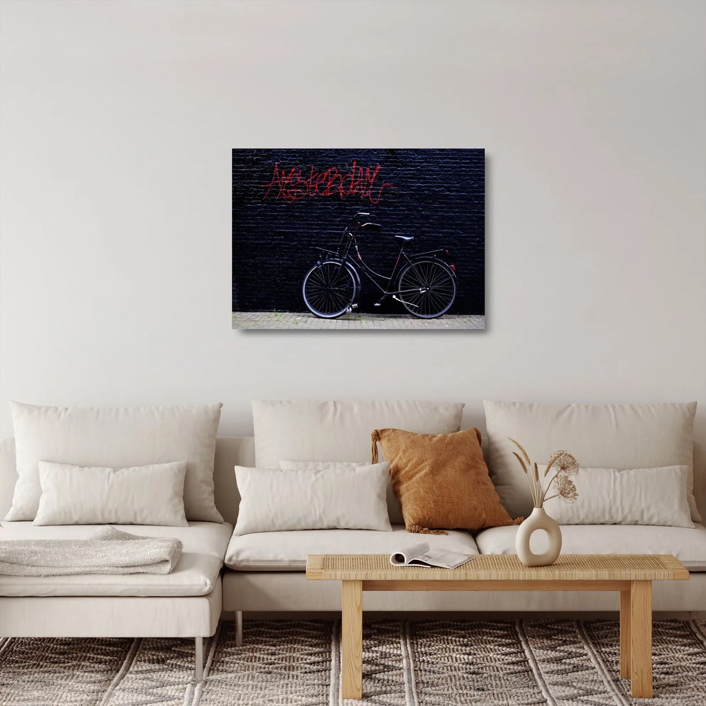 Egy kerékpár képe Amszterdamban (üvegen) (70x50 cm)