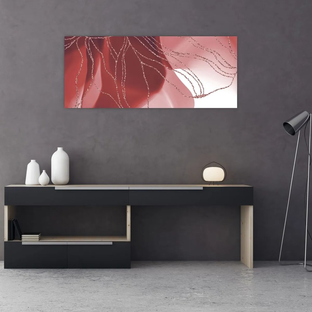 Kép - Piros absztrakt virág N⁰1 (120x50 cm)