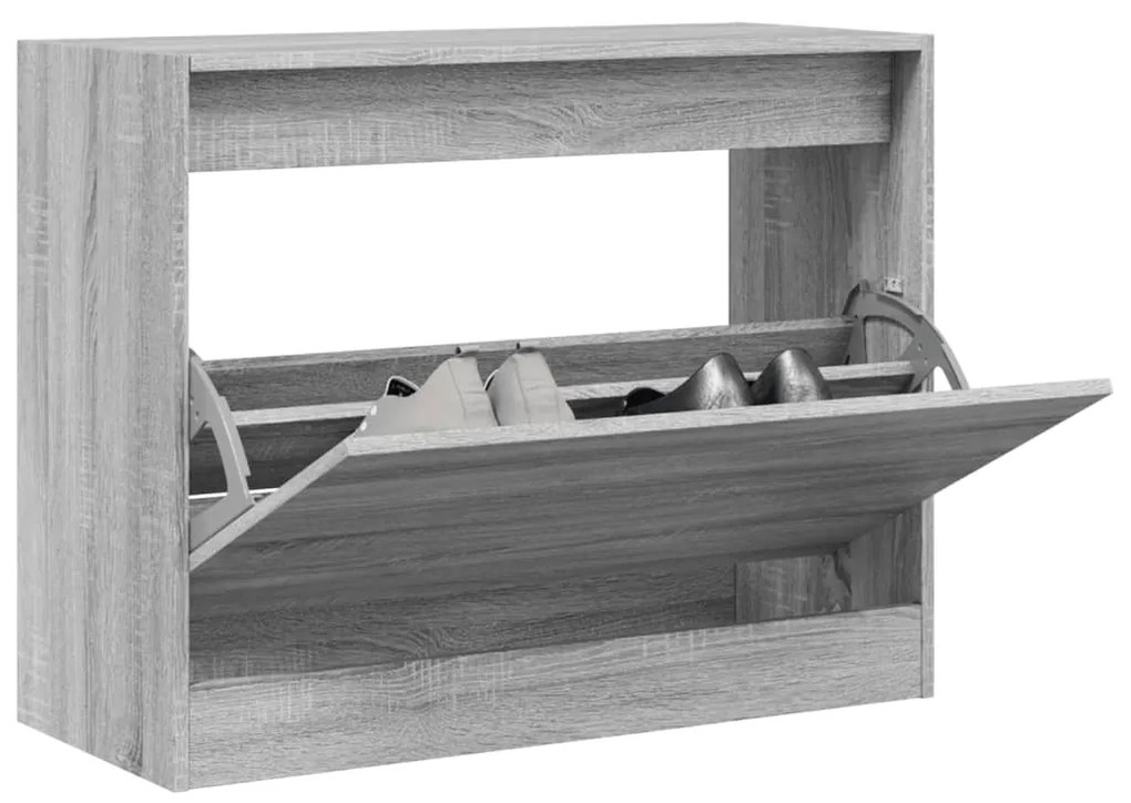 szürke sonoma színű szerelt fa cipőszekrény 80 x 34 x 63 cm