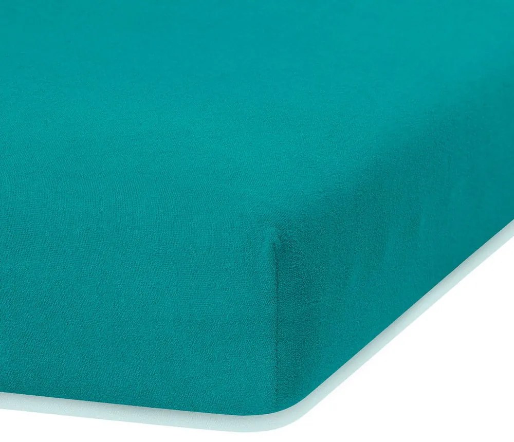 Sötétzöld-kék gumis frottír lepedő 140x200 cm Ruby – Restilo
