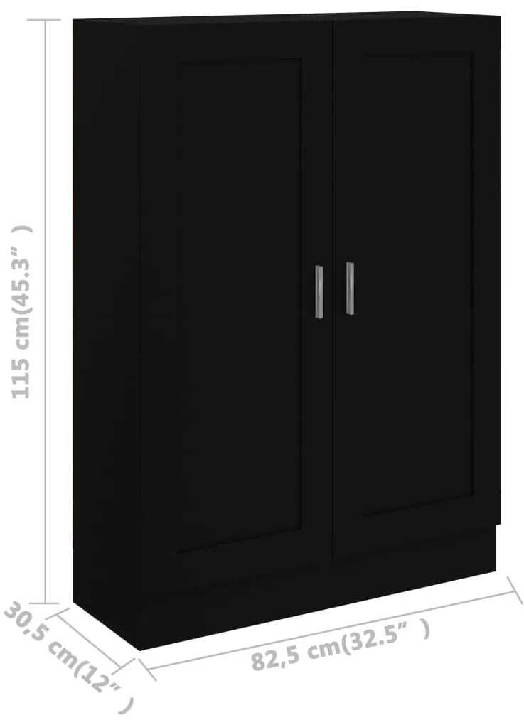 fekete szerelt fa könyvszekrény 82,5 x 30,5 x 115 cm