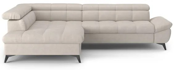 Beige MARANO balos sarokkanapé ággyá alakítható, L-alakú
