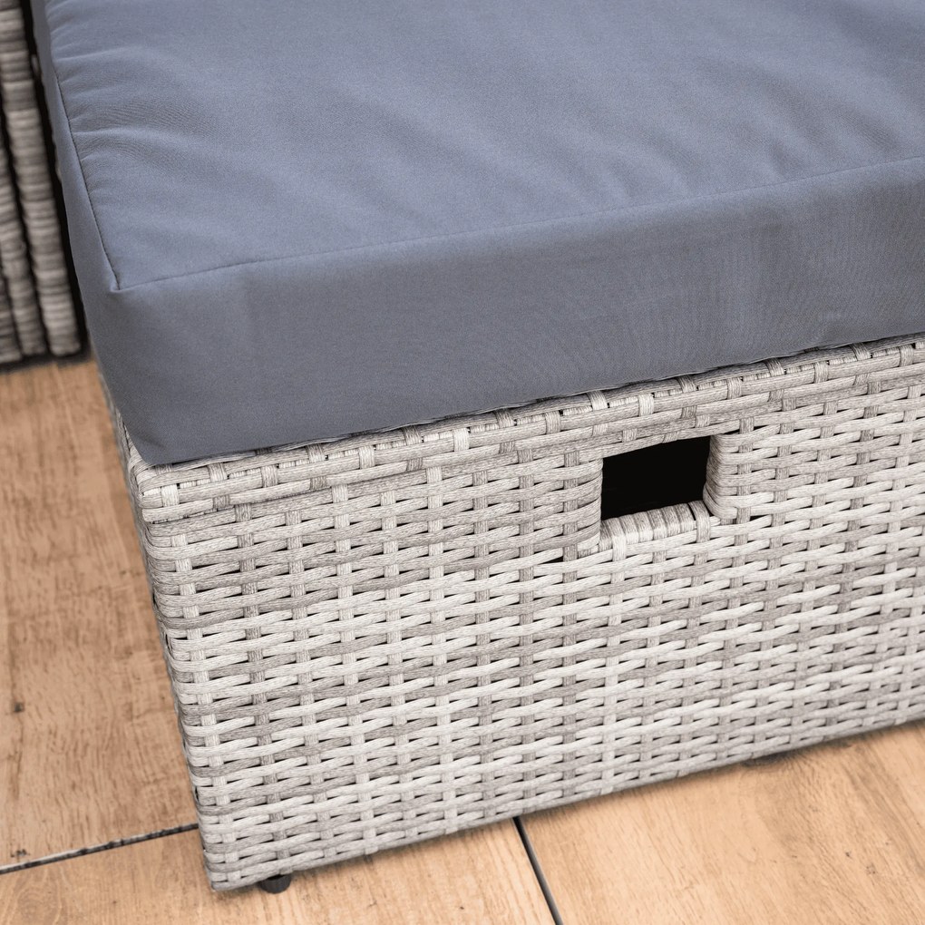 Kerti rattan szett, szürke/természetes/krémszínű, DEBRA