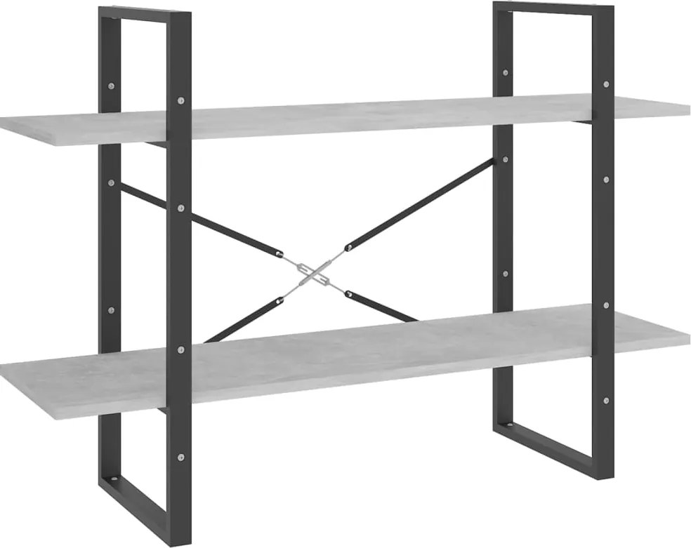 vidaXL kétszintes betonszürke szerelt fa könyvszekrény 100x30x70 cm