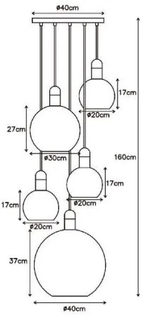 Lucide 34438/05/65 - Csillár zsinóron JULIUS 5xE27/25W/230V