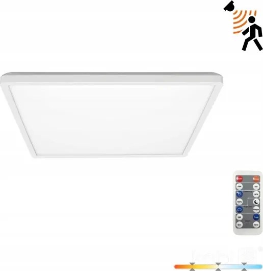 LED-es mennyezeti lámpa érzékelővel négyzet 22,5cm 12W 1200lm fehér IP54 fürdőszoba