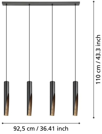 Eglo 901733 - LED Csillár zsinóron BARBOTTO 4xGU10/4,5W/230V 3000K fekete/barna