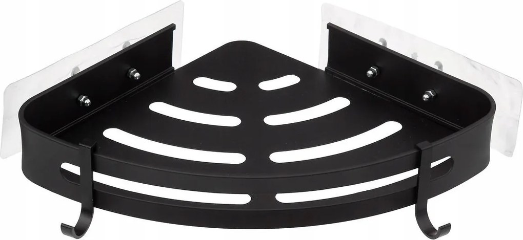 Fürdőszobai Zuhanypolc, Sarok, Fekete, Alumínium, 29,2x23,5x4 CM