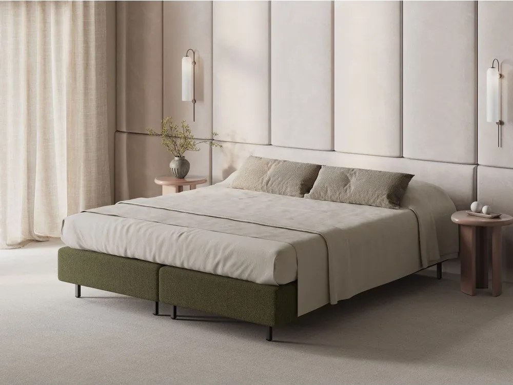 Zöld kárpitozott egyszemélyes ágy ágytámla nélkül 90x200 cm Whale – Micadoni