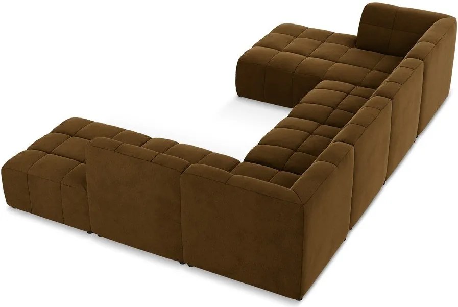 Mustársárga bársony sarokkanapé (U alakú) Aloha – Makamii