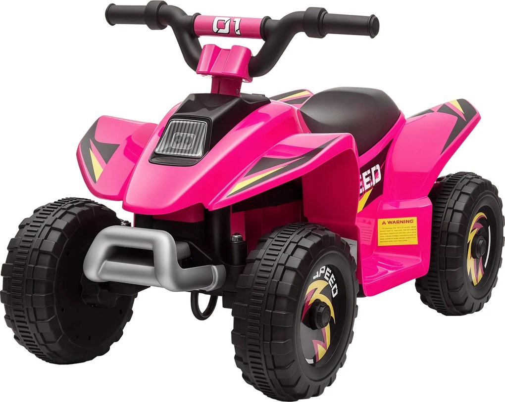 HOMCOM Elektromos Quad Gyerekeknek 18-36 Hónapos Korig Elektromos ATV Előre és Hátra 6V Akkumulátoros Quad 20 kg Max Teherbírás 72x40x45.5 cm Rózsaszí