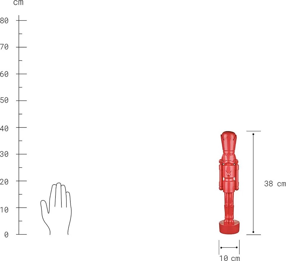 JAMES dekoráció, piros diótörő 38cm