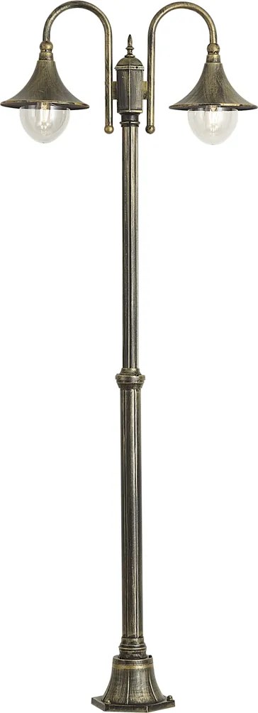Klasszikus kültéri lámpás fekete antik arannyal 200 cm 2-lámpás IP44 - Daphne