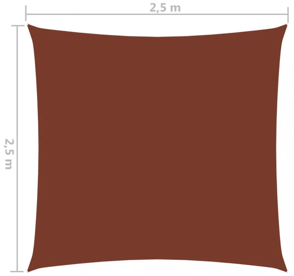 terrakotta négyzet alakú oxford-szövet napvitorla 2,5 x 2,5 m