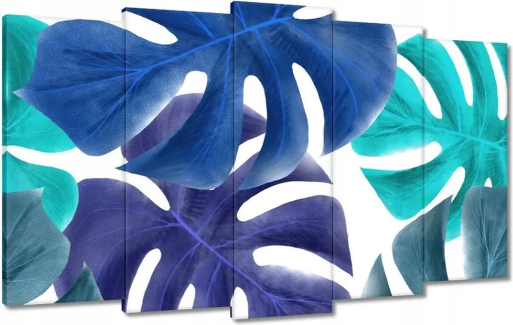 Vászonkép 100x60 Monstera Levelek Kék