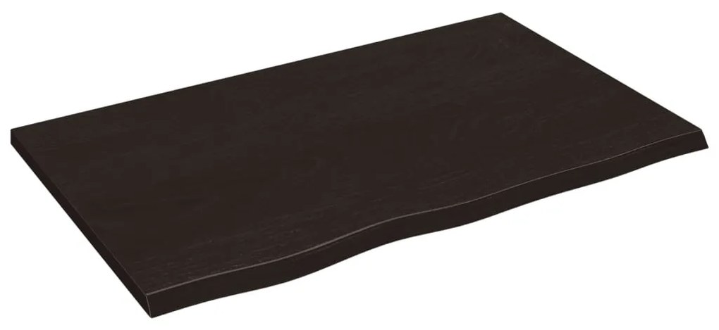 sötétbarna kezelt tömör tölgyfa fali polc 80x50x2 cm