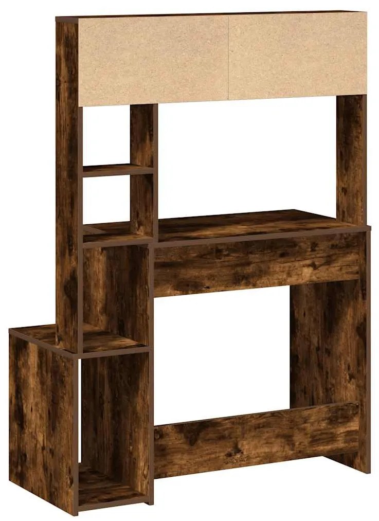 vidaXL füstös tölgy szerelt fa íróasztal polcokkal 100x45x140 cm