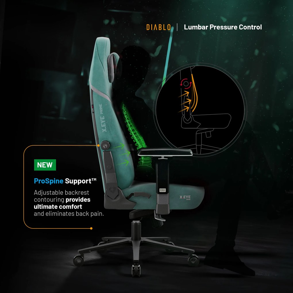 Gamer szék Normal Size menta-fekete: Diablo X-Eye Prime Mystic Mint