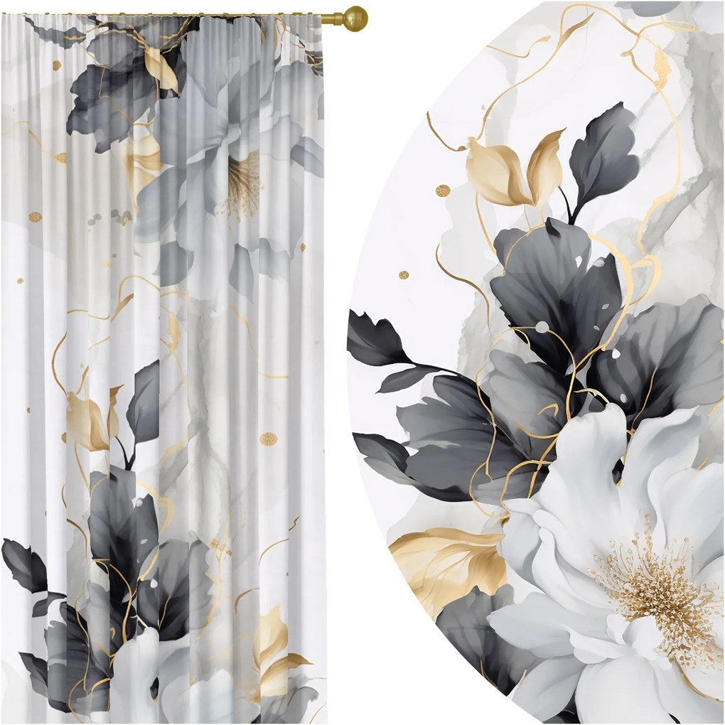 Kész Függöny Béka Szalag 140X240 Függöny Virágok 225