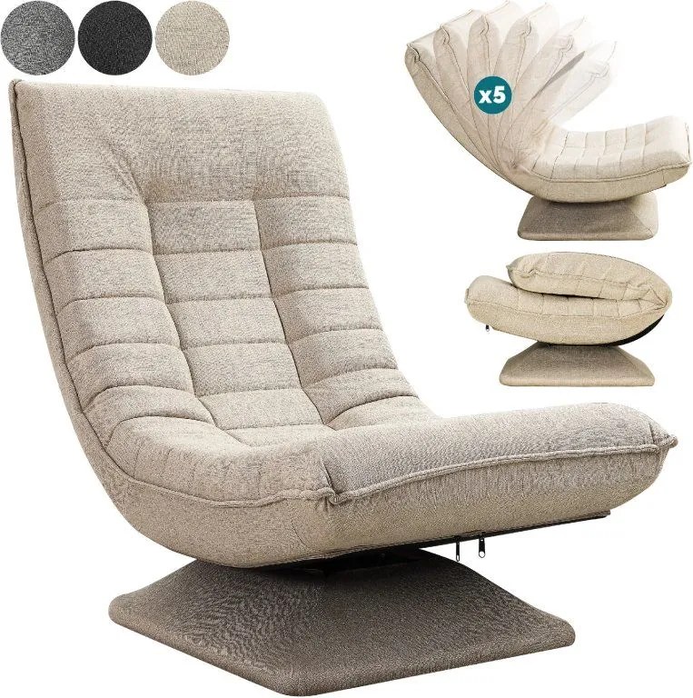 Casaria® Relaxációs fotel - krémszínű
