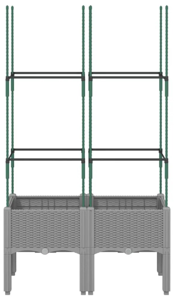 világosszürke PP rácsos kerti ültetőláda 80 x 40 x 142,5 cm