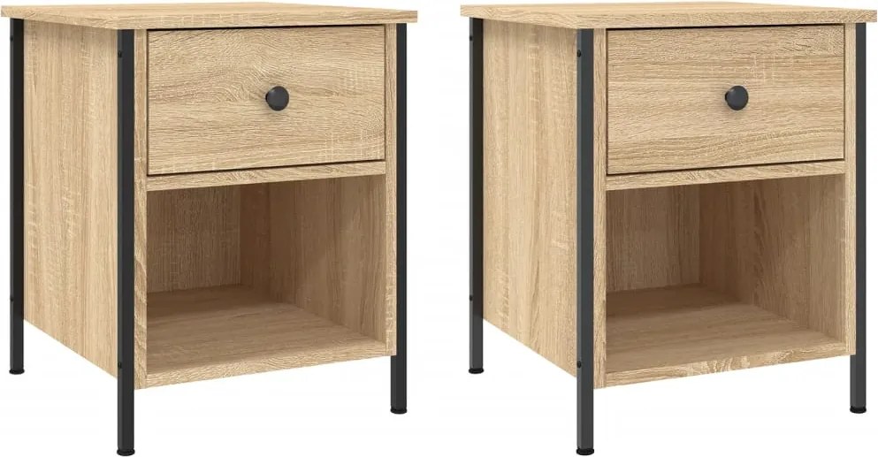 vidaXL 2 db sonoma tölgy színű szerelt fa éjjeliszekrény 40x42x50 cm
