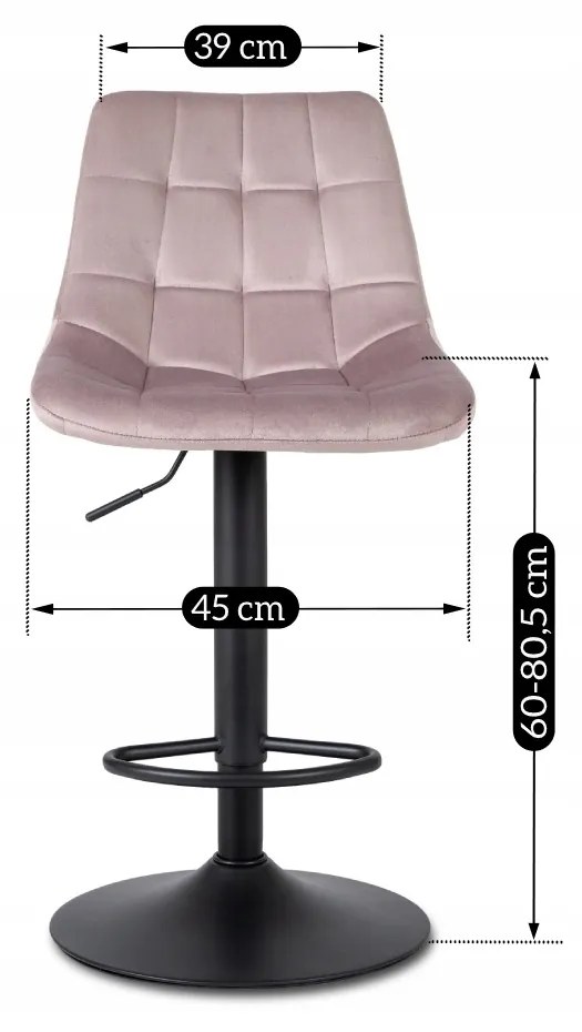 Bárszék Arcos2 velvet rózsaszín