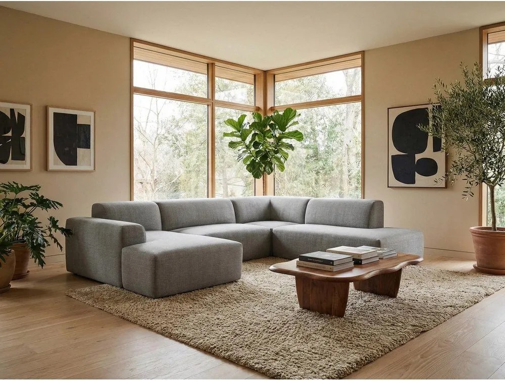 Terrakotta színű sarokkanapé (bal oldali-heverő résszel) Keli – Makamii