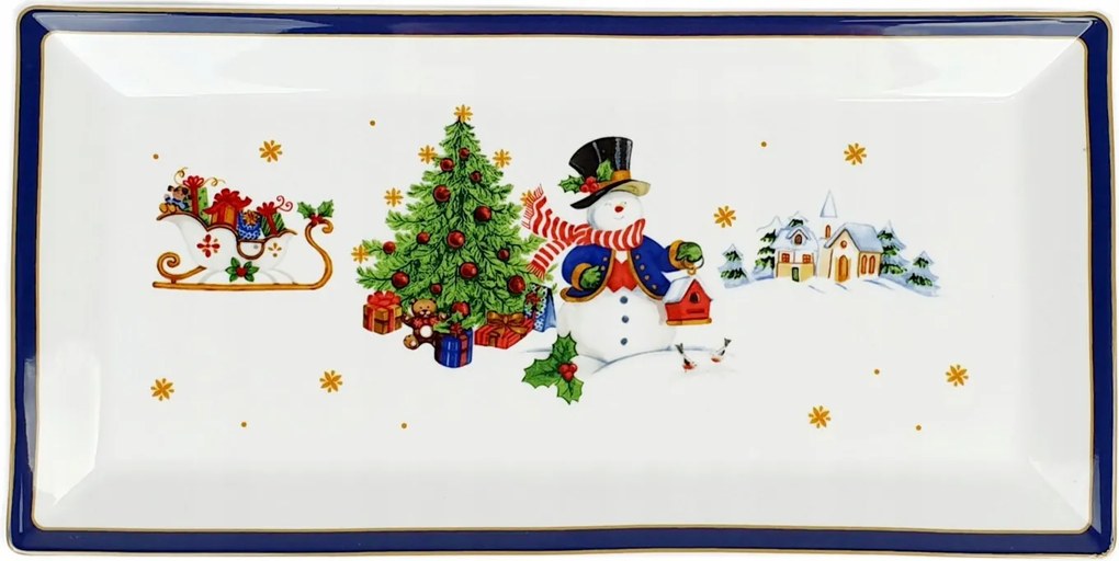 Porcelán Téglalap alakú Tálca Kék Csendes Éjszaka| Porcelán Bogucice