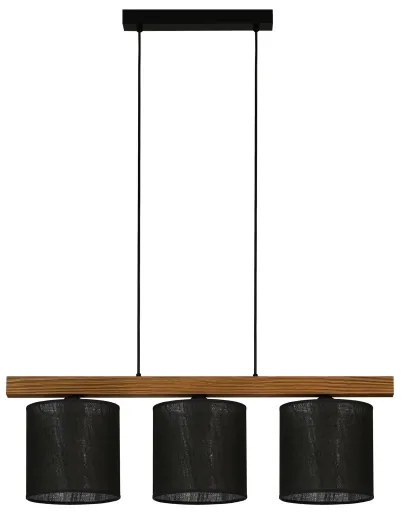 Brilagi - Csillár zsinóron FOREST 3xE27/15W/230V fenyő/fekete