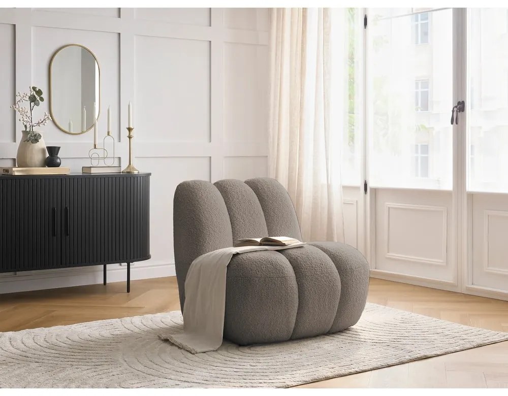 Szürkésbarna buklé fotel Janissaire – Bobochic Paris