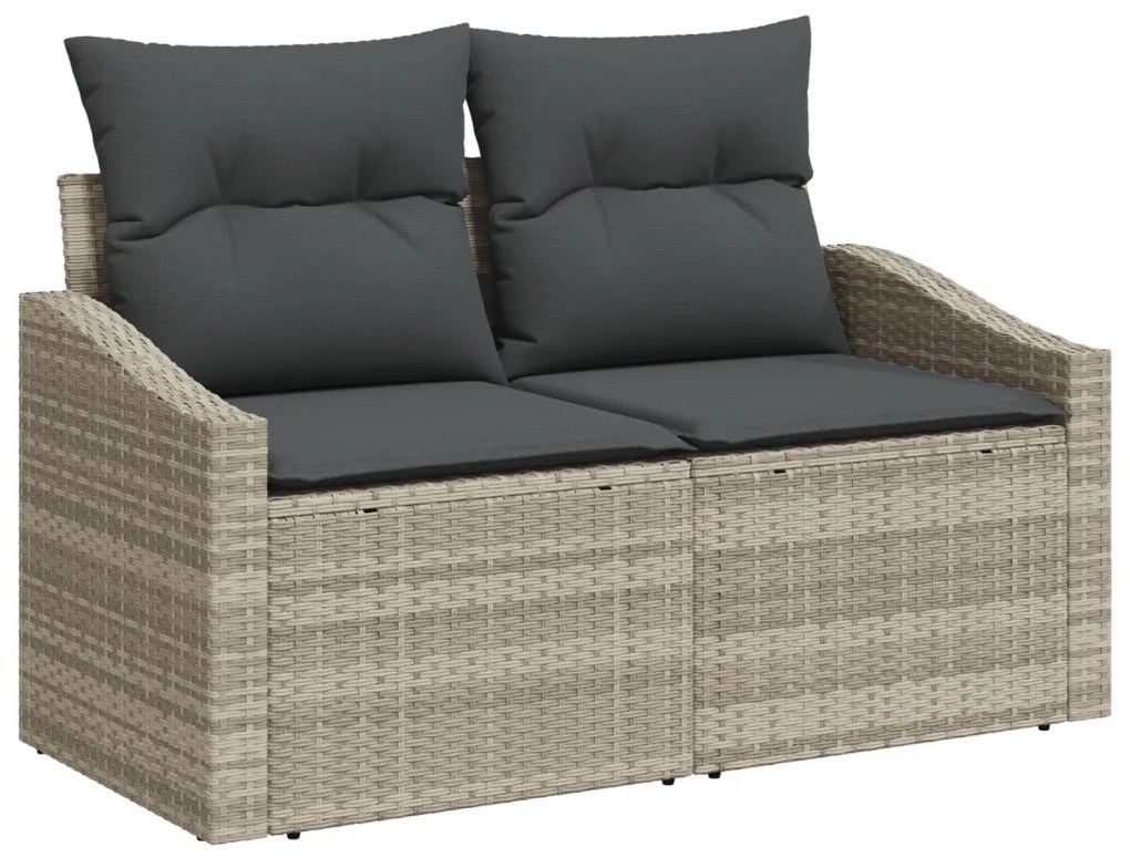 8 részes kerti étkezőszett párnákkal világosszürke polyrattan