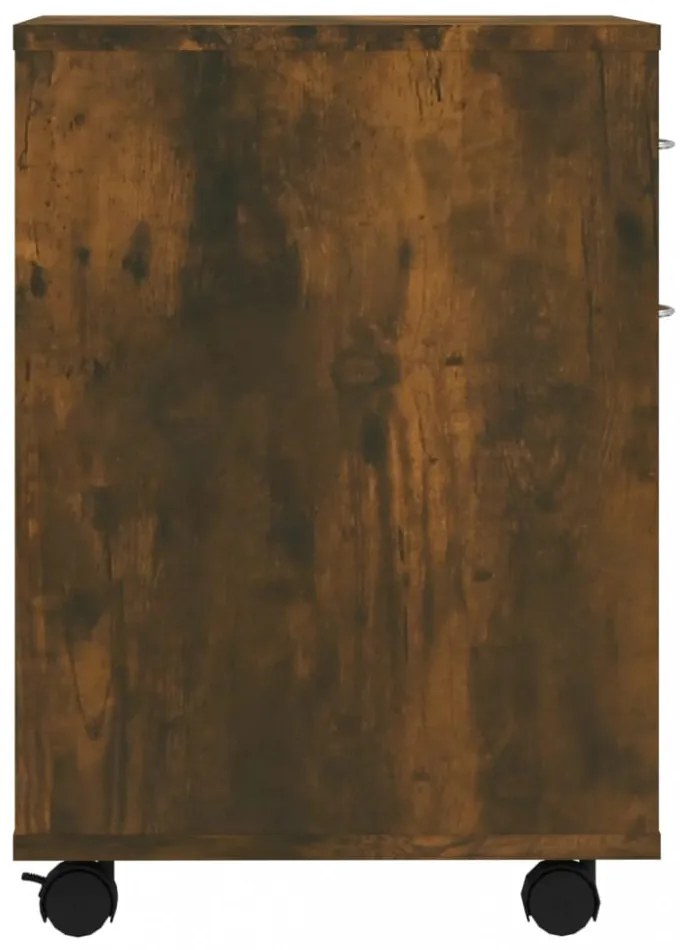 füstös tölgy színű szerelt fa kerekes szekrény 45 x 38 x 54 cm