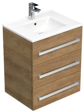 SAT Cube Way Fürdőszobaszekrény mosdóval 60x76,5x46 cm hickory tölgy CUBE46603DHMOD
