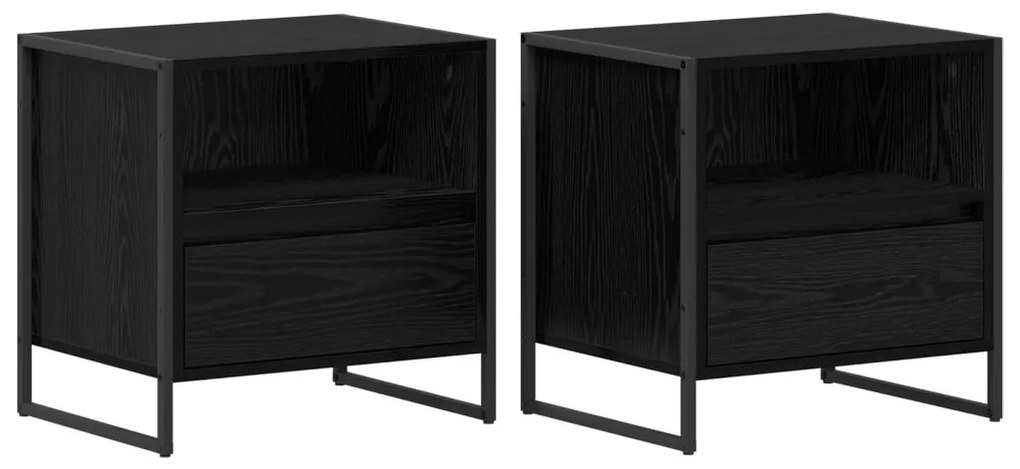 Éjjeli asztal 2 pcs Fekete tölgy 50 x 39,5 x 50 cm Faanyag