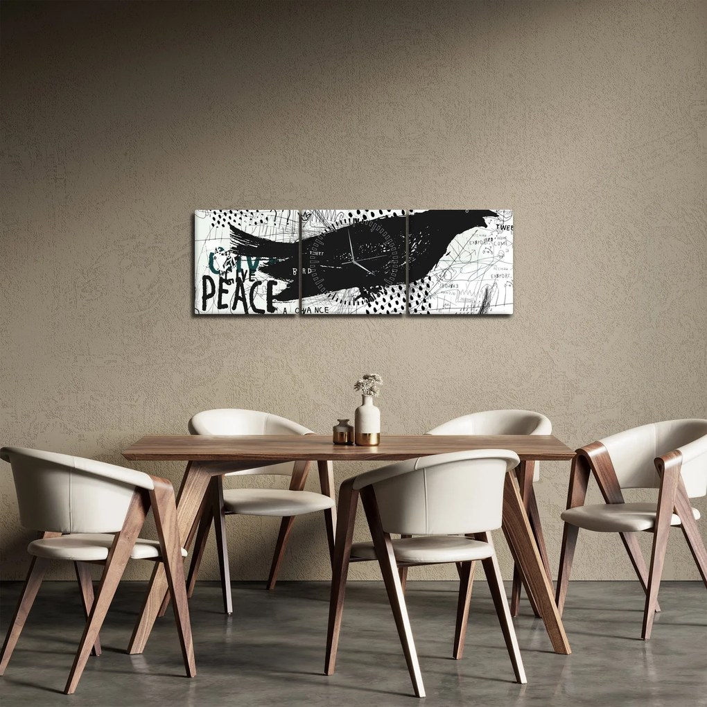 Kép - Street art - madár (órával) (90x30 cm)
